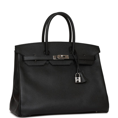 Pre-owned Hermes Birkin 35 Black Epsom Palladium Hardware