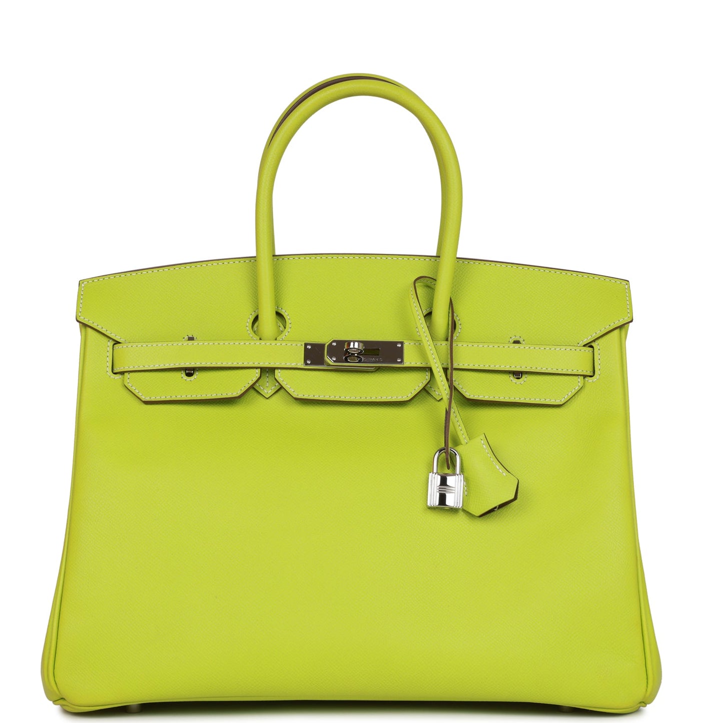 Pre-owned Hermes Birkin 35 Kiwi Candy Epsom Palladium Hardware