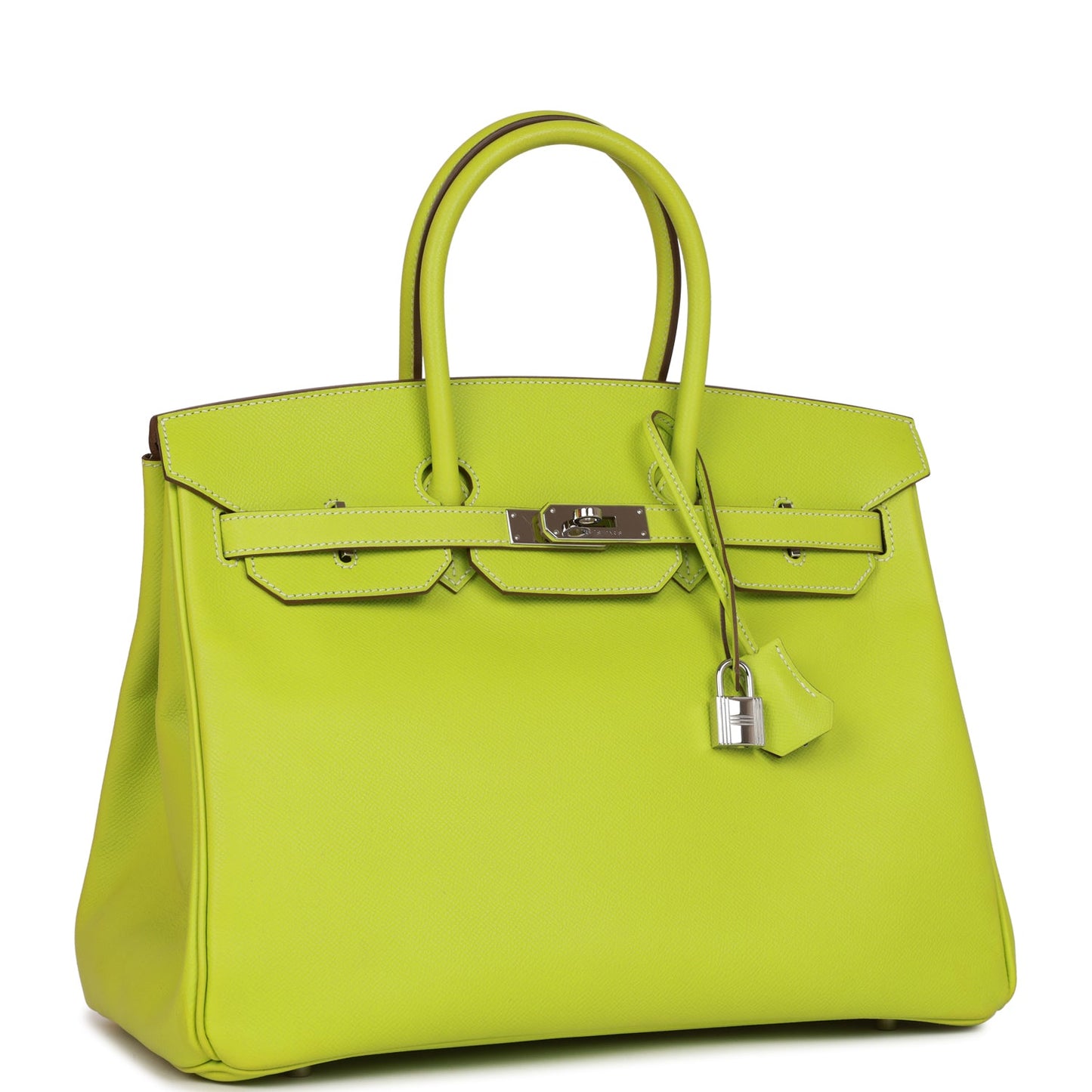 Pre-owned Hermes Birkin 35 Kiwi Candy Epsom Palladium Hardware