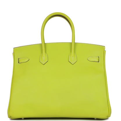 Pre-owned Hermes Birkin 35 Kiwi Candy Epsom Palladium Hardware