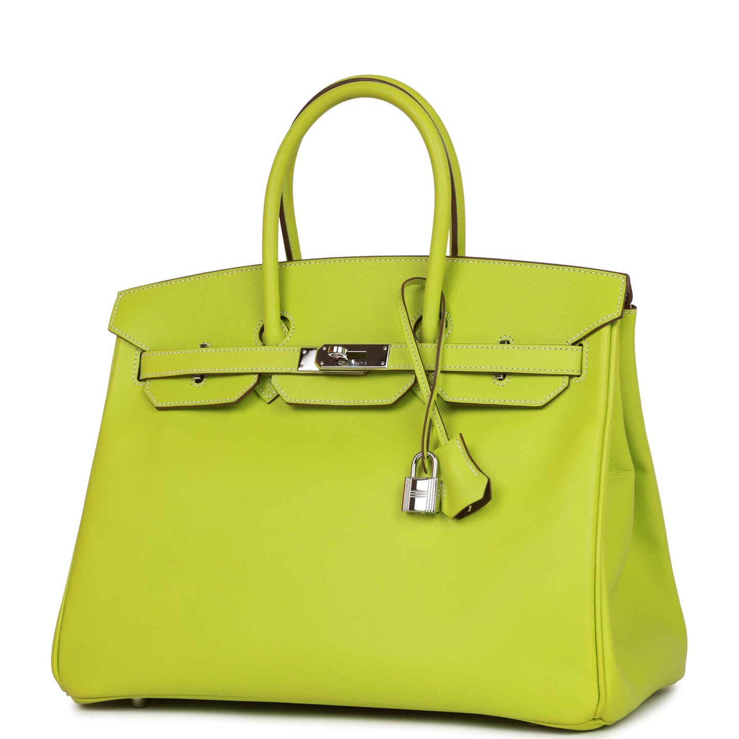 Pre-owned Hermes Birkin 35 Kiwi Candy Epsom Palladium Hardware