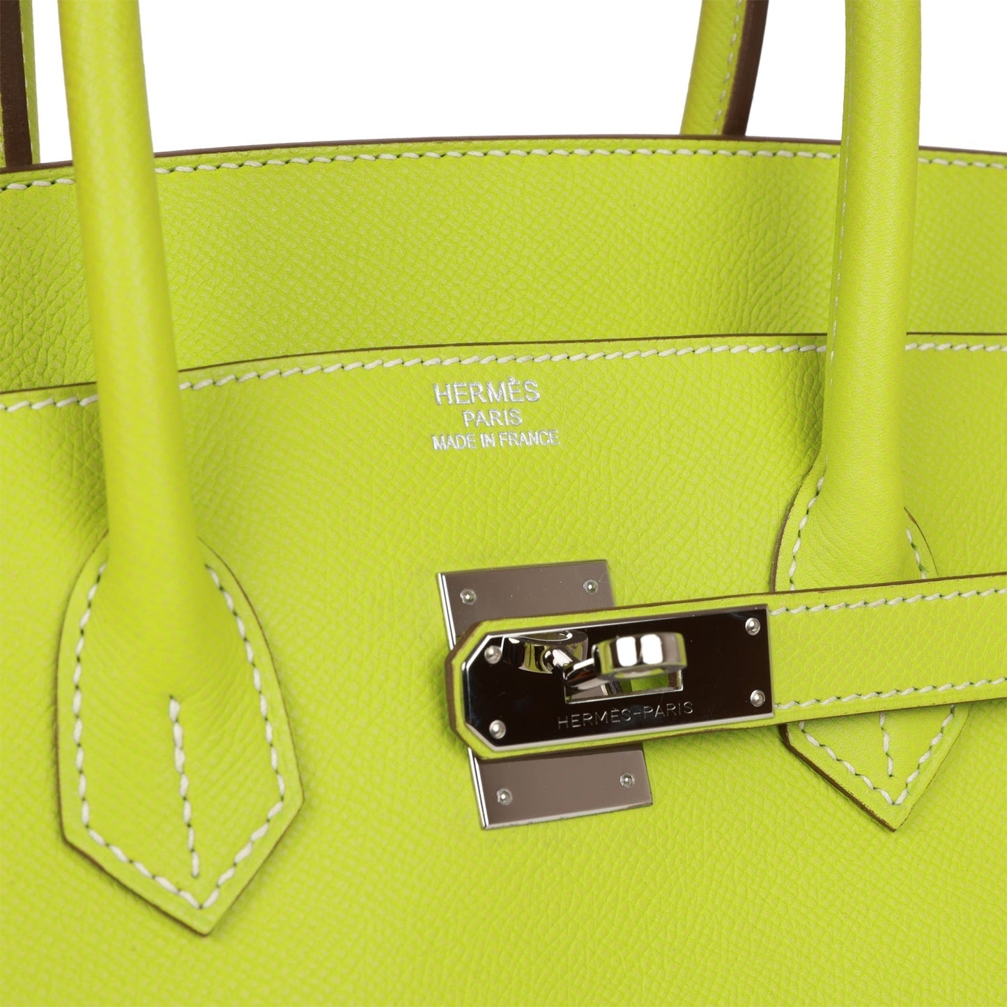 Pre-owned Hermes Birkin 35 Kiwi Candy Epsom Palladium Hardware