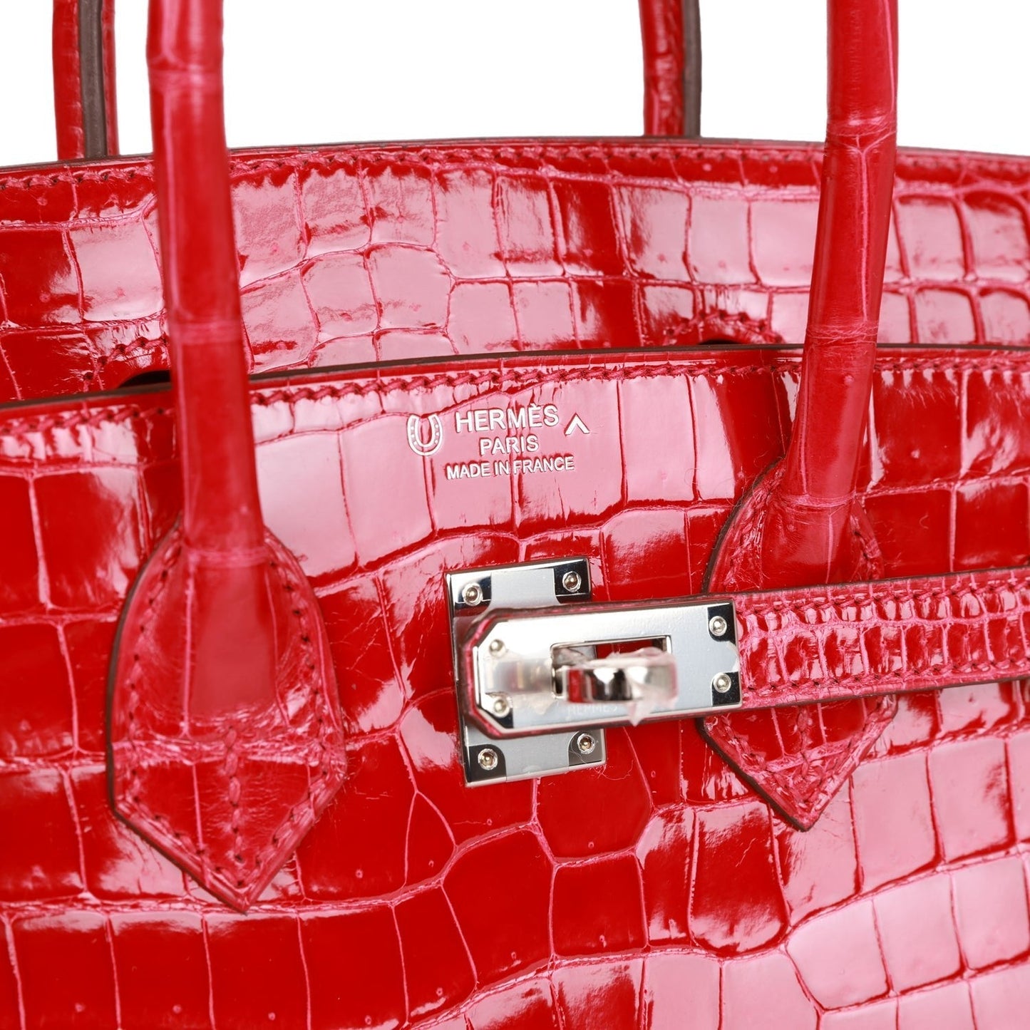 Hermes Special Order (HSS) Birkin 25 Braise Shiny Porosus Crocodile Palladium Hardware