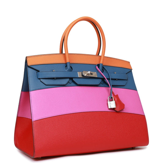 Hermes "Sunset" Birkin Sellier 35 Rainbow Epsom Palladium Hardware Payment 1 HR