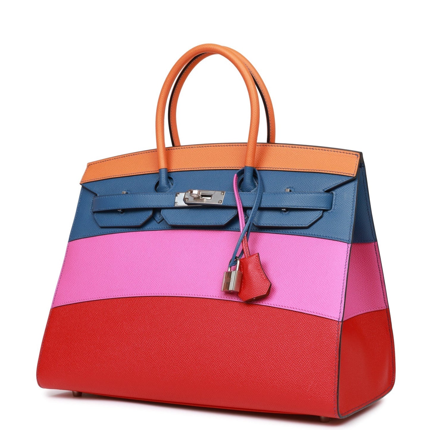 Hermes "Sunset" Birkin Sellier 35 Rainbow Epsom Palladium Hardware