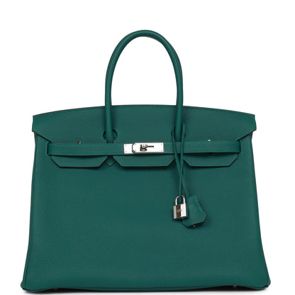 Pre-owned Hermes Birkin 35 Malachite Togo Palladium Hardware - Deposit