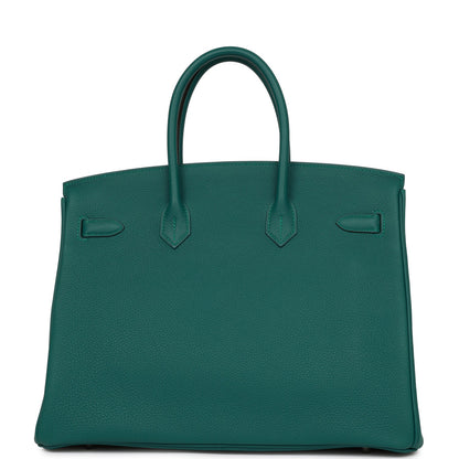 Pre-owned Hermes Birkin 35 Malachite Togo Palladium Hardware - Remaining Payment