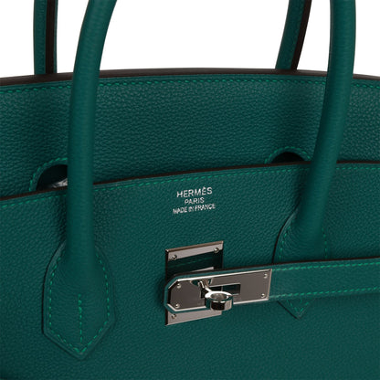 Pre-owned Hermes Birkin 35 Malachite Togo Palladium Hardware - Deposit