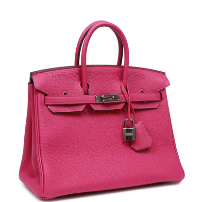 Pre-owned Hermes Birkin 25 Rose Pourpre Togo Palladium Hardware