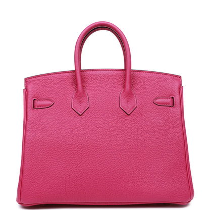 Pre-owned Hermes Birkin 25 Rose Pourpre Togo Palladium Hardware