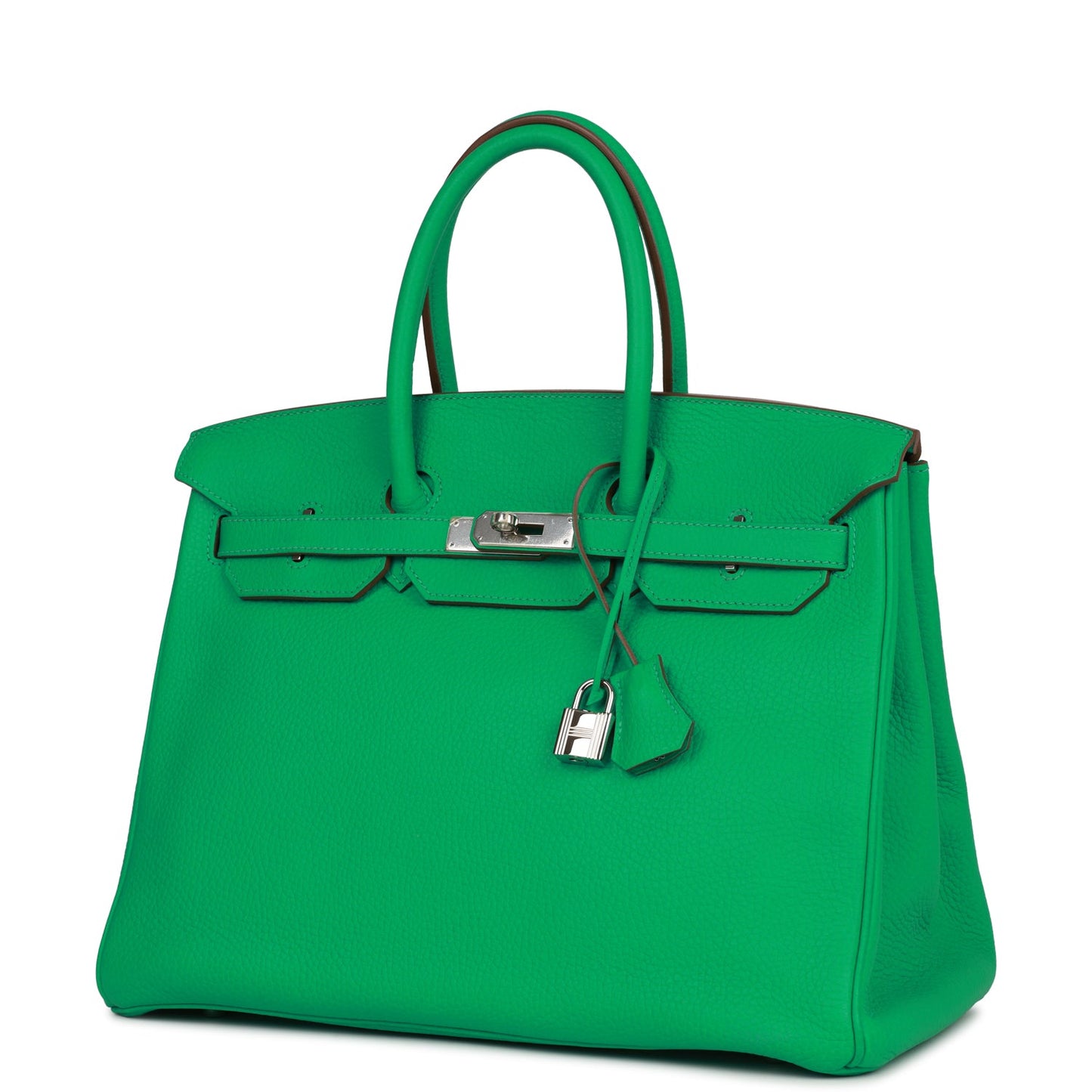 Pre-owned Hermes Birkin 35 Menthe Clemence Palladium Hardware