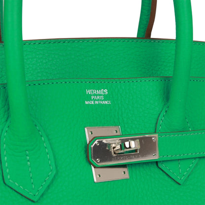 Pre-owned Hermes Birkin 35 Menthe Clemence Palladium Hardware