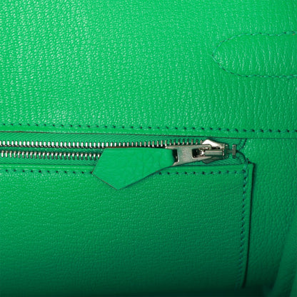 Pre-owned Hermes Birkin 35 Menthe Clemence Palladium Hardware