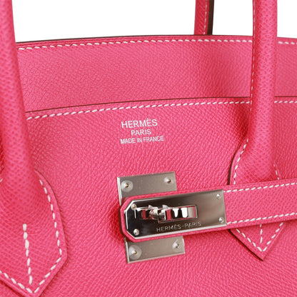 Pre-owned Hermes Birkin 35 Rose Tyrien Epsom Palladium Hardware