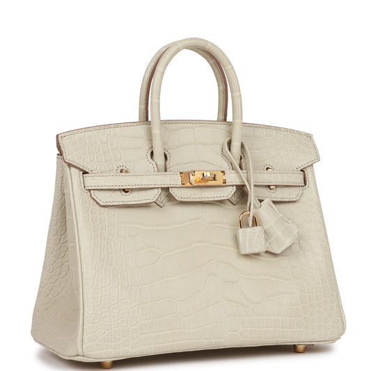 Hermes Birkin 25 Beton Matte Alligator Gold Hardware