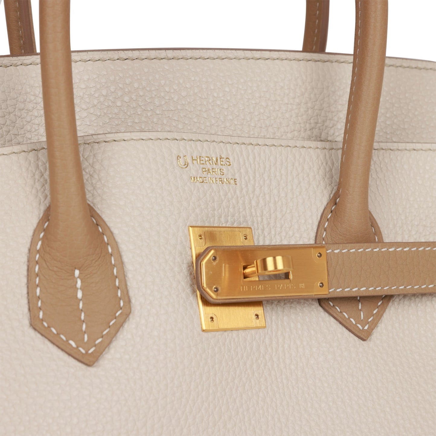 Hermes Special Order (HSS) Birkin 35 Craie and Trench Clemence Brushed Gold Hardware