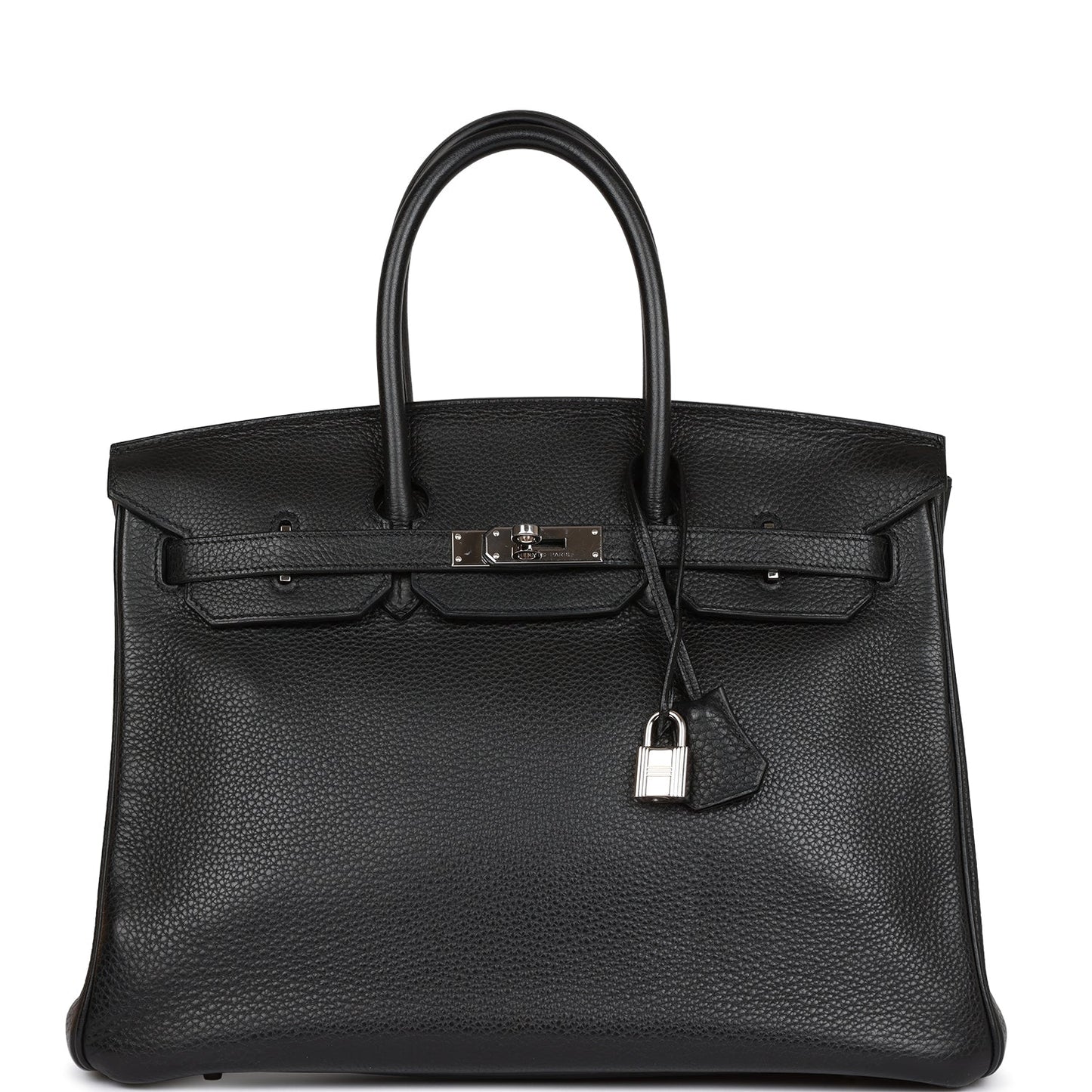 Pre-owned Hermes Birkin 35 Black Clemence Palladium Hardware