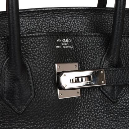 Pre-owned Hermes Birkin 35 Black Clemence Palladium Hardware