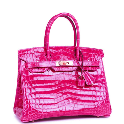 Hermes Special Order (HSS) Birkin 30 Rose Scheherazade Shiny Niloticus Crocodile Gold Hardware