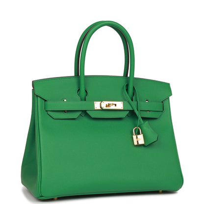 Pre-owned Hermes Birkin 30 Cactus Epsom Gold Hardware