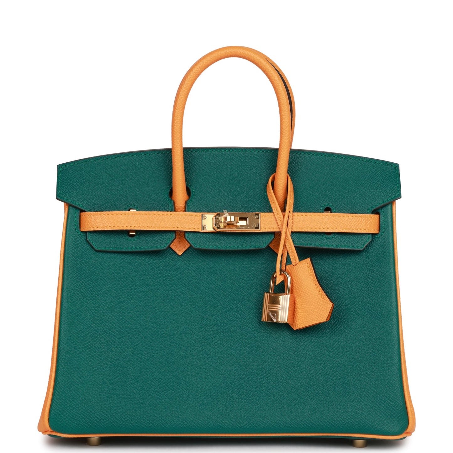 Hermes Special Order (HSS) Birkin 25 Malachite and Jaune D'Or Epsom Gold Hardware