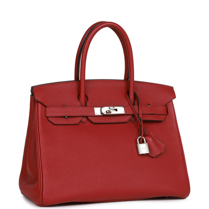 Pre-owned Hermes Birkin 30 Rouge Imperial Togo Palladium Hardware