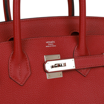 Pre-owned Hermes Birkin 30 Rouge Imperial Togo Palladium Hardware