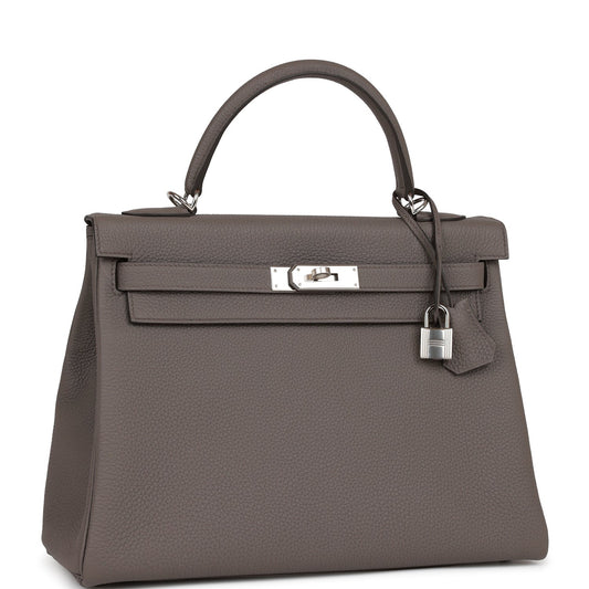 Hermes Kelly Retourne 32 Etain Togo Palladium Hardware