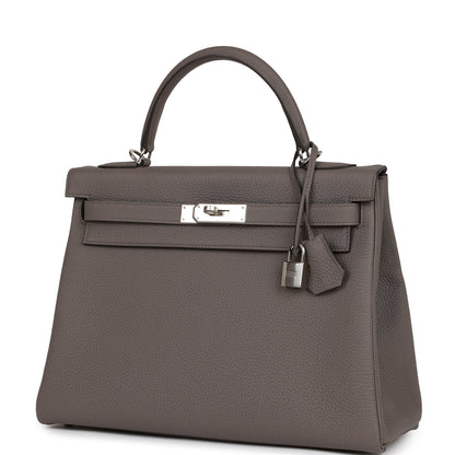 Hermes Kelly Retourne 32 Etain Togo Palladium Hardware