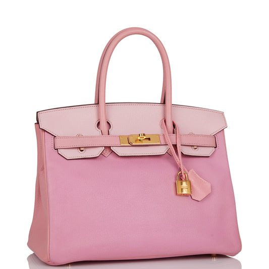 Pre-owned Hermes Special Order (HSS) Birkin 30 Bubblegum, Rose Confetti and Rose Sakura Chevre Gold Hardware