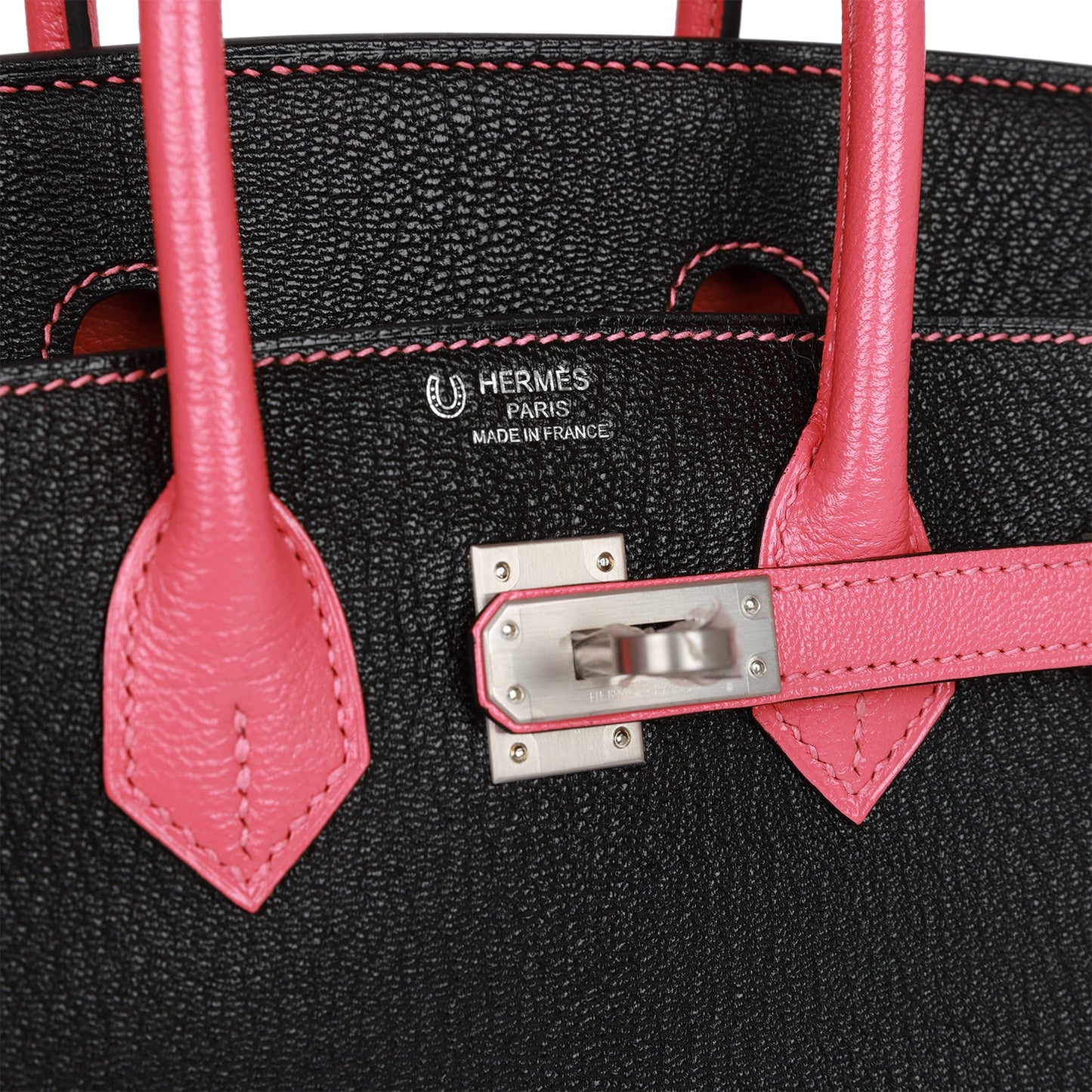 Hermes Special Order (HSS) Birkin 25 Black and Rose Azalee Chèvre Brushed Palladium Hardware