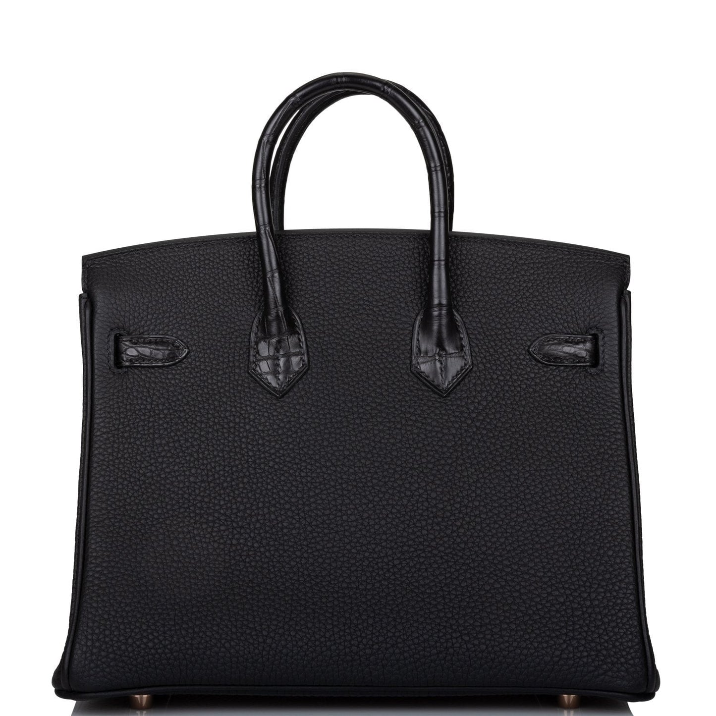 Hermes Birkin 25 Black Matte Alligator and Togo Touch Rose Gold Hardware