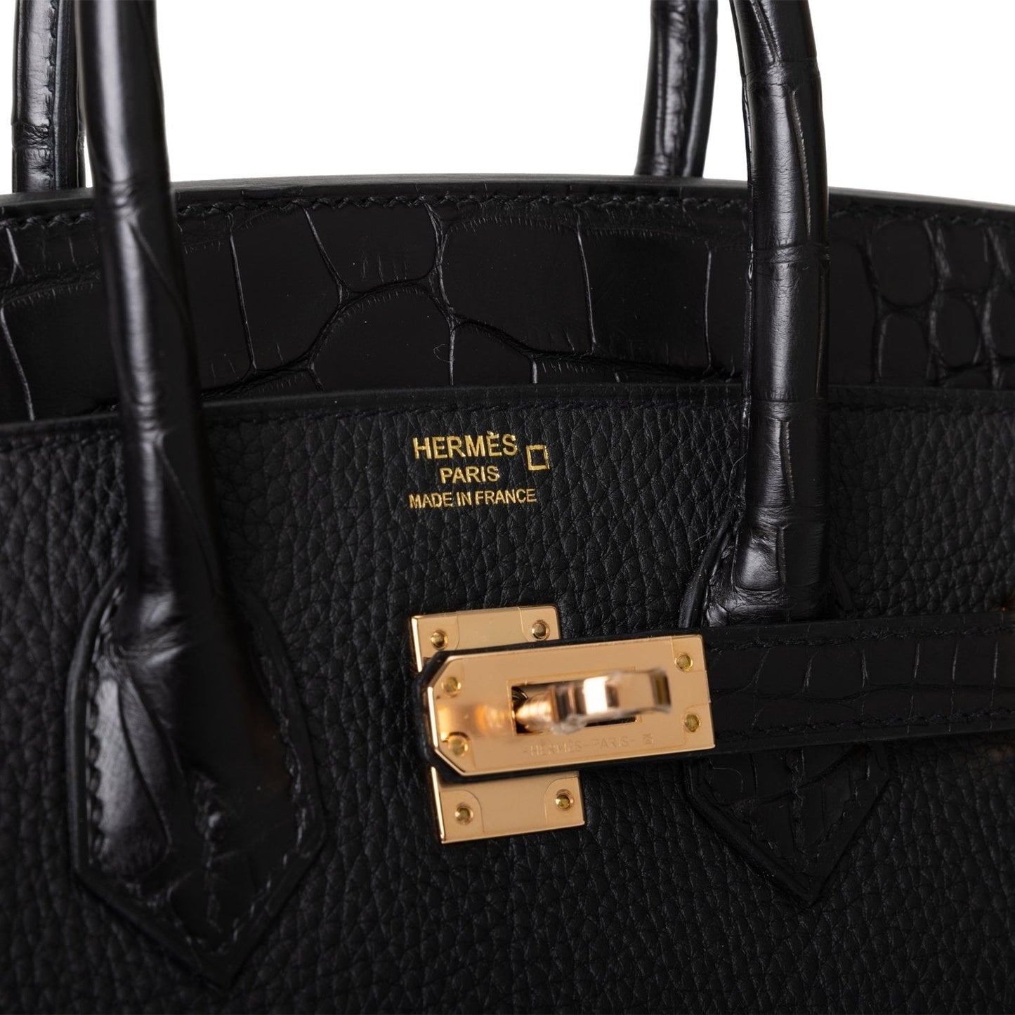 Hermes Birkin 25 Black Matte Alligator and Togo Touch Rose Gold Hardware