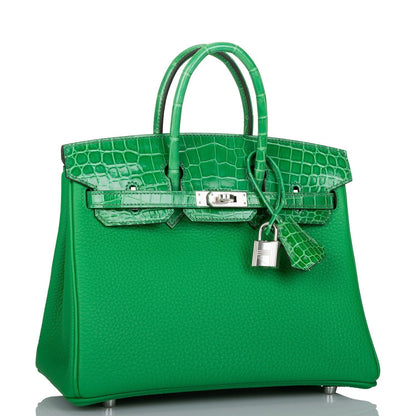 Hermes Birkin 25 Bambou Shiny Alligator and Togo Touch Palladium Hardware