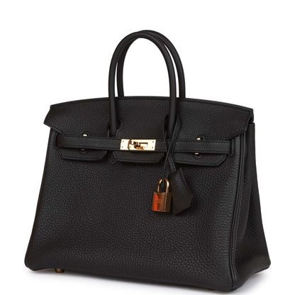 Pre-owned Hermes Birkin 25 Black Togo Gold Hardware