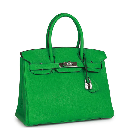 Pre-owned Hermes Birkin 30 Bambou Clemence Palladium Hardware