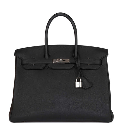 Pre-owned Hermes Birkin 35 Black Togo Palladium Hardware