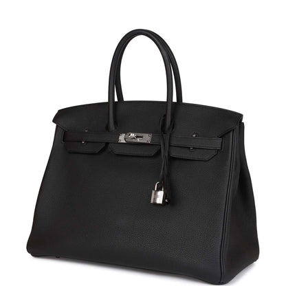 Pre-owned Hermes Birkin 35 Black Togo Palladium Hardware