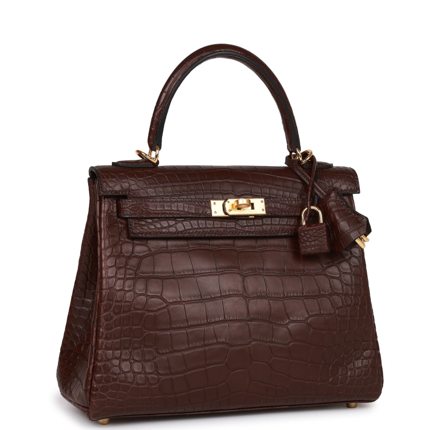 Hermes Kelly Retourne 25 Rouge Sellier Matte Alligator Gold Hardware