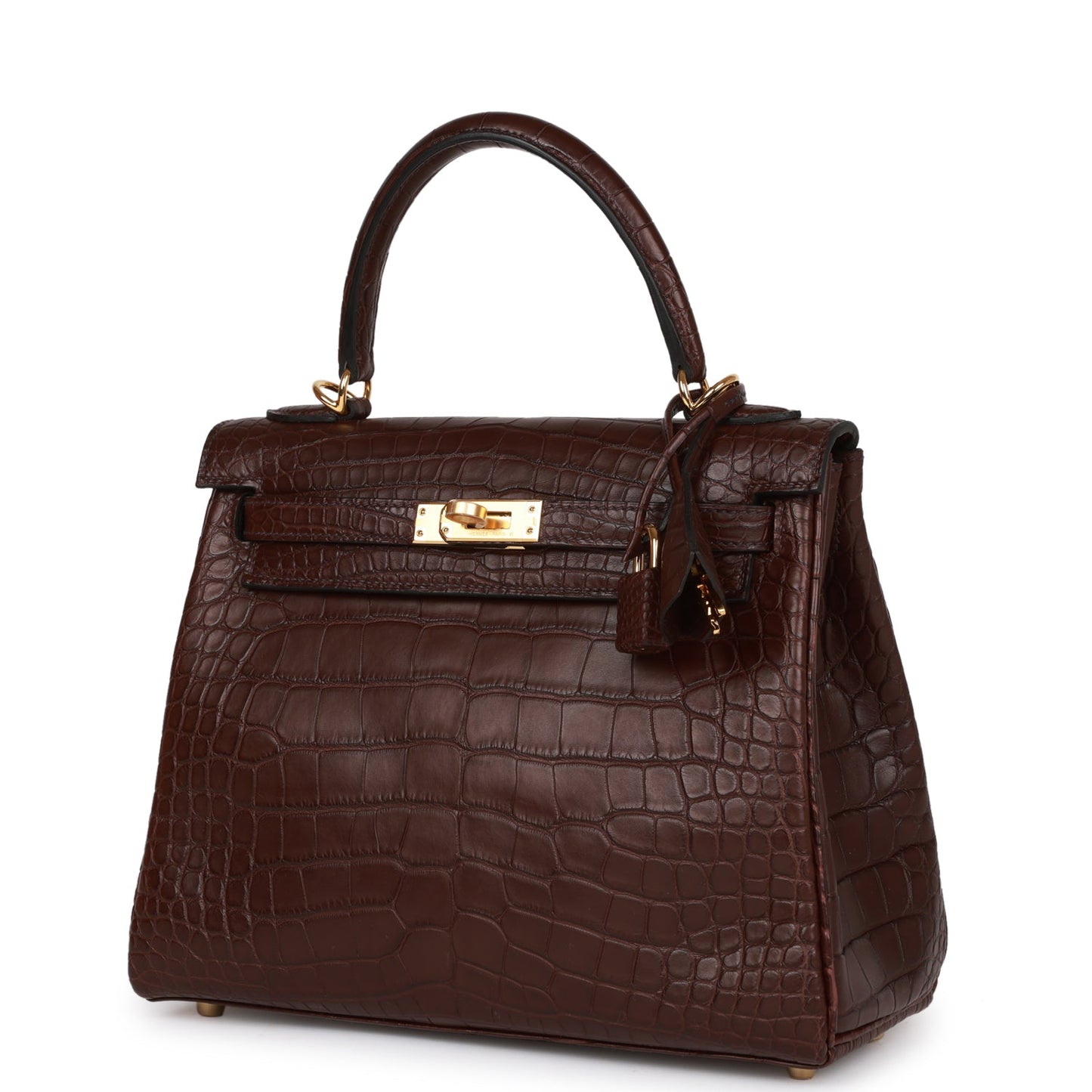 Hermes Kelly Retourne 25 Rouge Sellier Matte Alligator Gold Hardware