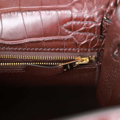 Hermes Kelly Retourne 25 Rouge Sellier Matte Alligator Gold Hardware