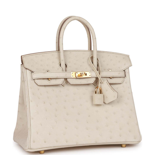 Hermes Birkin 25 Beton Ostrich Gold Hardware