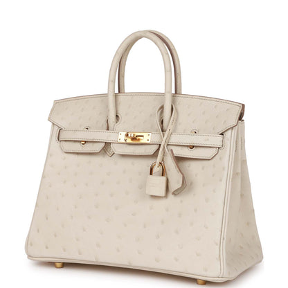 Hermes Birkin 25 Beton Ostrich Gold Hardware