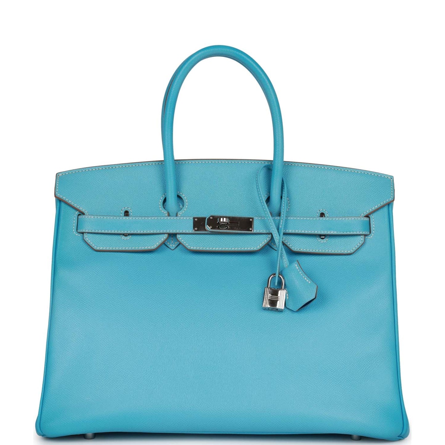 Pre-owned Hermes Birkin 35 Celeste Candy Epsom Palladium Hardware