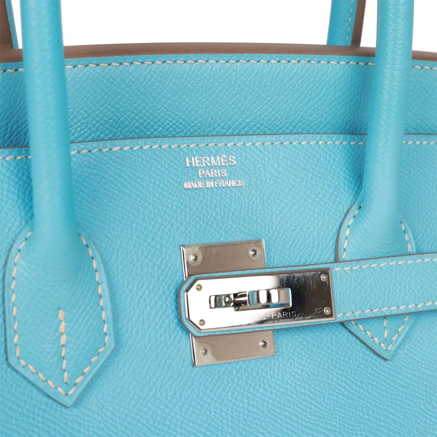 Pre-owned Hermes Birkin 35 Celeste Candy Epsom Palladium Hardware