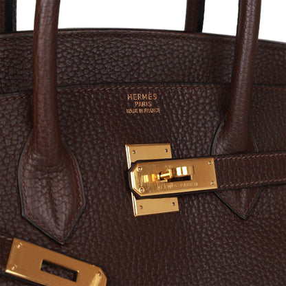 Vintage Hermes Birkin 35 Marron Fonce Fjord Gold Hardware