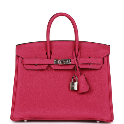 Pre-owned Hermes Birkin 25 Rose Pourpre Togo Palladium Hardware