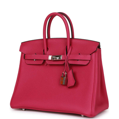 Pre-owned Hermes Birkin 25 Rose Pourpre Togo Palladium Hardware