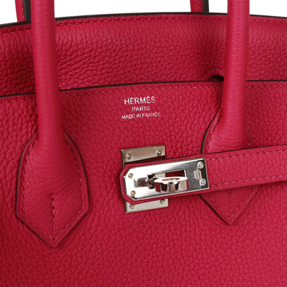 Pre-owned Hermes Birkin 25 Rose Pourpre Togo Palladium Hardware