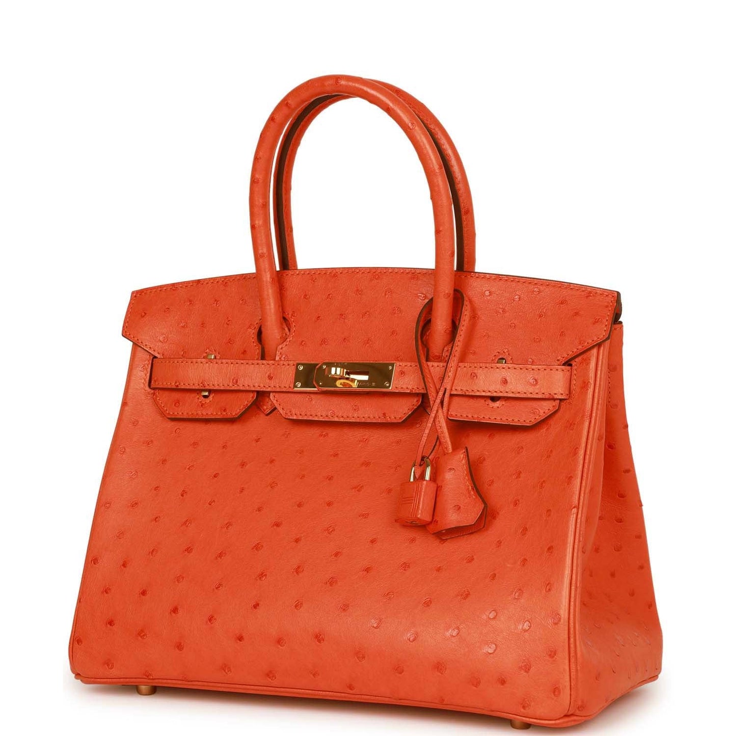 Pre-owned Hermes Birkin 30 Tangerine Ostrich Gold Hardware